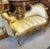 French French Style Gold Tufted Settee With Gold Details For Sale - Image 3 of 3
