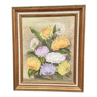 k.l. Koivisto, Chrysanthemums, 1976, Oil on Canvas, Framed For Sale