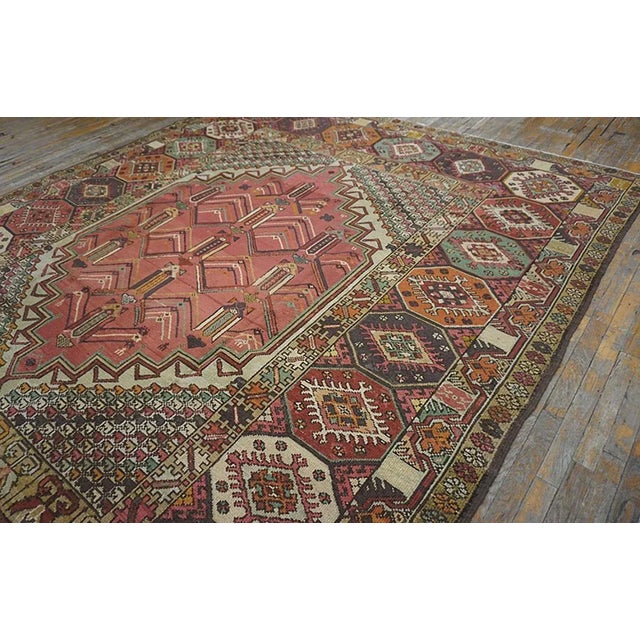 1920s Antique Medallion Tribal Jerusalem Carpet Israeli Bezalel Marbediah Rugs For Sale - Image 9 of 9
