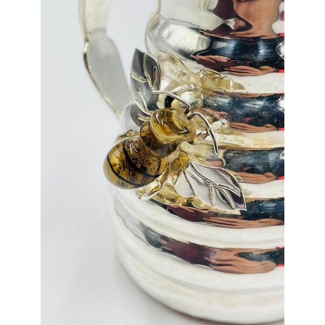 Whimsical 1960s Los Castillo Bee Pitcher With Malachite & Silver Inlay For Sale - Image 10 of 16