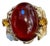 10.5 Carat Oval Garnet Cabochon 14 Karat Yellow Gold Cocktail Ring Vintage For Sale