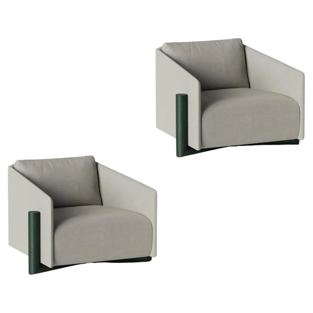 Set of Grey Timber Lounge Chairs by Kann Design For Sale