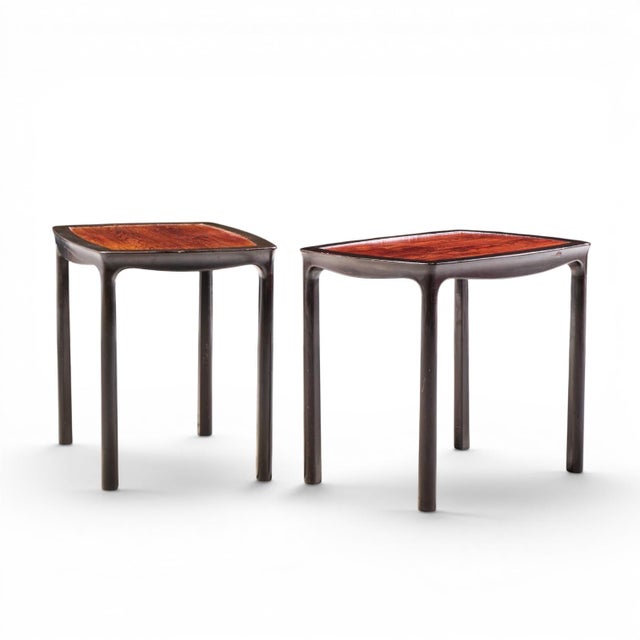 Mid-Century Modern Edward Wormley for Dunbar Mid Century Rosewood Side End Tables - Pair For Sale - Image 3 of 14