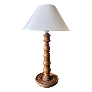 Turned Wooden Lamp, France, 1950 For Sale