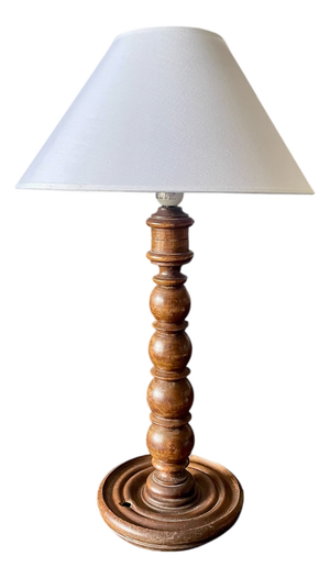 Turned Wooden Lamp, France, 1950