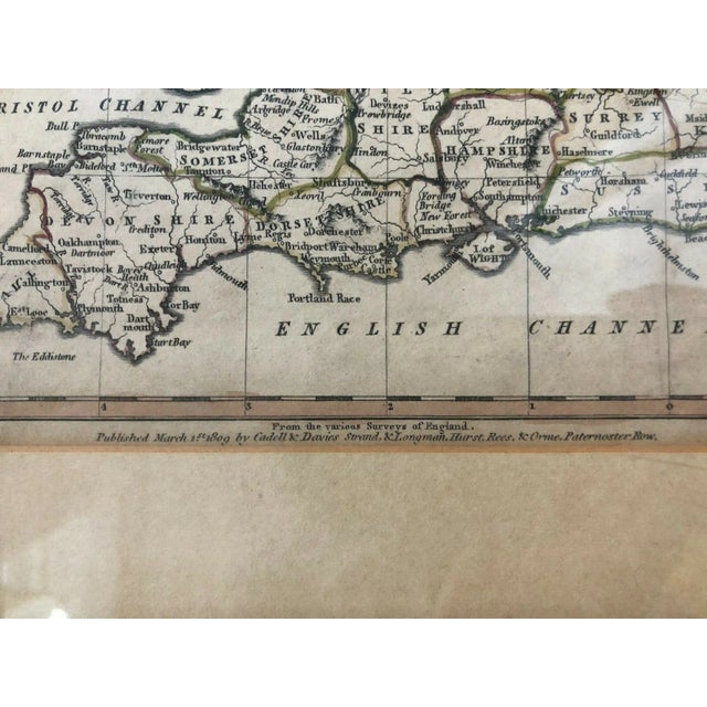 Early 19th Century Antique Framed 1809 Map England & Wales Cadell Davies For Sale - Image 5 of 6