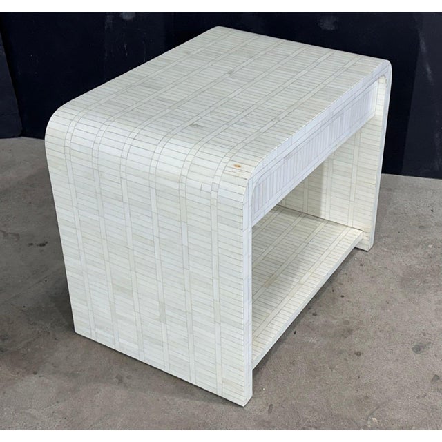 Enrique Garcel Tessellated Bone Waterfall Side/End Table, 1970 For Sale - Image 4 of 8