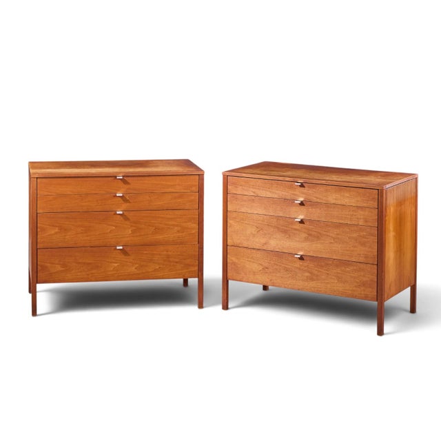 Mid-Century Modern Florence Knoll for Knoll Mid Century Walnut Chest of Drawers Dresser - Pair For Sale - Image 3 of 10