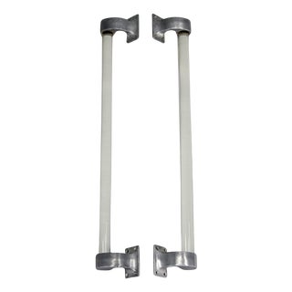 Vintage Art Deco Clear Glass Handles with Metal Mounts, 1930s, Set of 2 For Sale