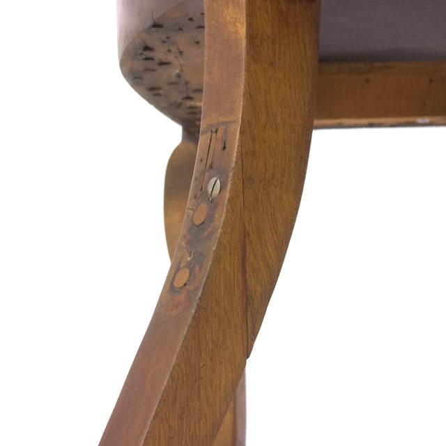 Vintage Neoclassical Revival Lyre Arm Wood Settee Bench For Sale - Image 9 of 10