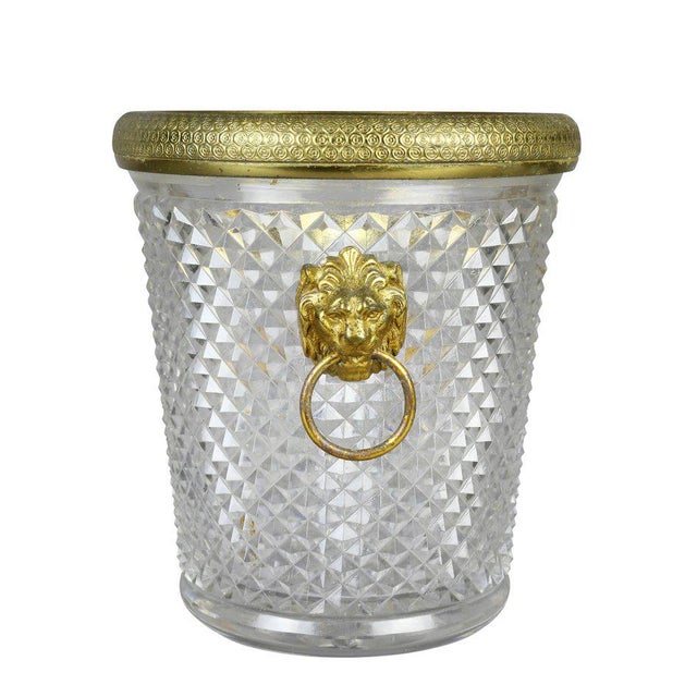 Hollywood Regency French Cut Crystal Bottle Holder or Ice Pail For Sale - Image 3 of 9