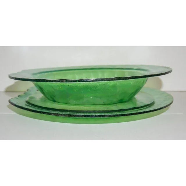 Artisan Green Glass Dinnerware Signe - Set of 3 For Sale - Image 10 of 10