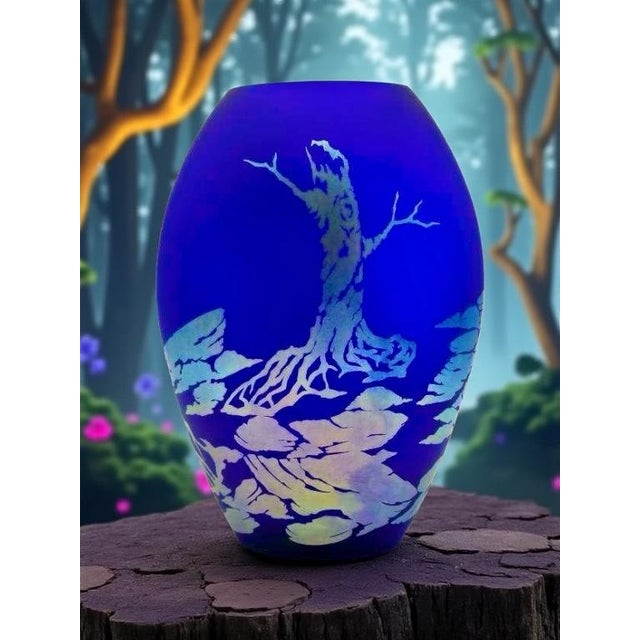 Fenton Art Glass Company Fenton Favrene Wild Horses Oval Vase-Robin Spindler-Signed Limited Ed-2005-Art For Sale - Image 4 of 9