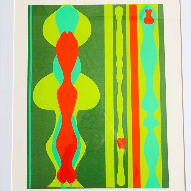 Mid-Century Modern Vintage Geometric Abstract Serigraph by H. Gilbert For Sale - Image 3 of 11