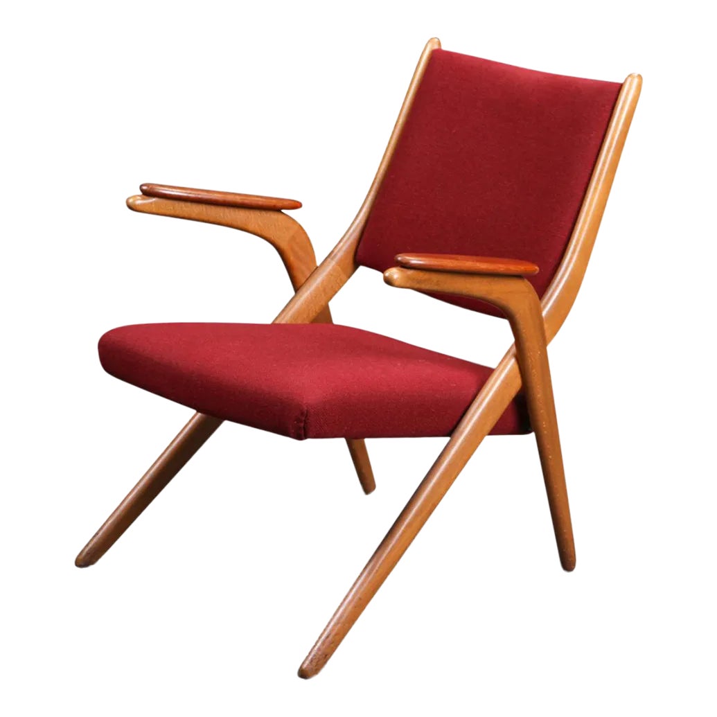 1960s Danish Modern Scissor Lounge Chair in Teak + Beech Chairish