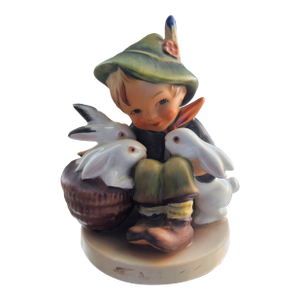 Vintage Goebel Hummel “Playmates” #58/0 Tmk3 – Boy With Bunnies German Porcelain Figurine