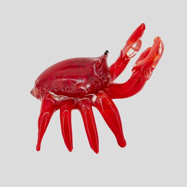 Glass Vintage Red Murano Glass Crab Sculpture, 1960s For Sale - Image 7 of 9