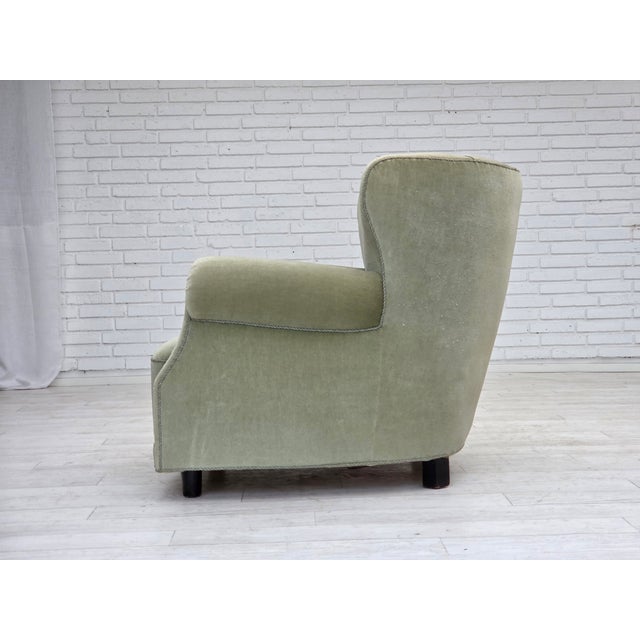 Danish Relax Armchair in Light Green Furniture Velour, 1970s For Sale - Image 18 of 18