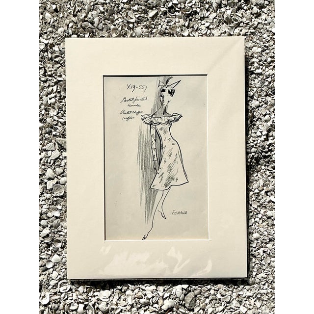 These exquisite original fashion sketches offer a rare glimpse into the glamorous world of 1970s Parisian couture....