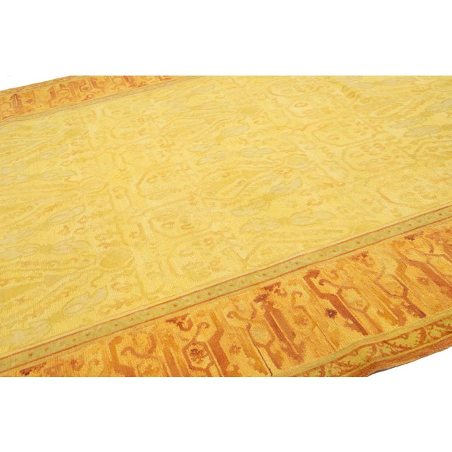 9 X 12 Handmade Modern Tibetan Wool & Silk Rug in Warm Golden With Traditional Deisgn For Sale In New York - Image 6 of 10