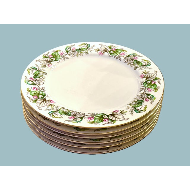 1940s Vintage Japanese Porcelain Dinner Plates - Set of 6 For Sale - Image 5 of 7