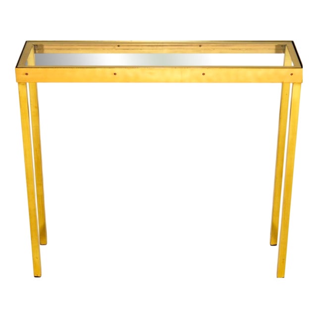 Vintage Brass and Glass Console Table, 1970s For Sale