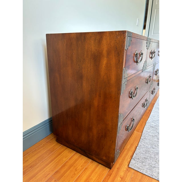 Brown Henredon Asian/Japanese Tansu Campaign Dresser For Sale - Image 8 of 11