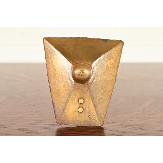 Roycroft Arts & Crafts Hammered Brass Over Copper Bud Vase, Circa 1920s For Sale - Image 9 of 12