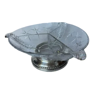 1940s Duncan and Miller Cut Crystal and Sterling Nut Dish