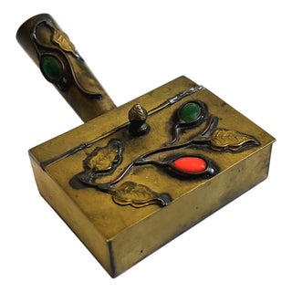 Cloisonne Brass Box With Handle For Sale