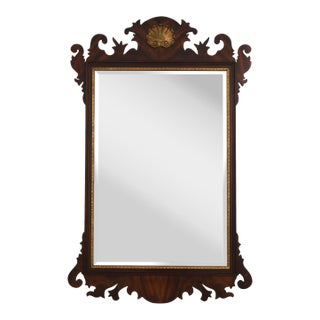 Henkel Harris Mahogany Shell Carved Hanging Wall Mirror For Sale