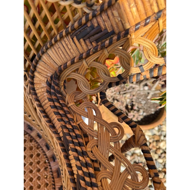 Iconic 1970s Vintage Emmanuelle Wicker Rattan Peacock Chair For Sale - Image 10 of 12