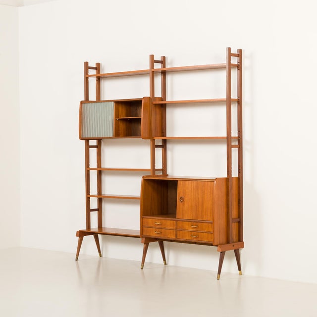 Scandinavian Free-Standing Teak Wall Unit, Norway, 1960s For Sale - Image 6 of 18