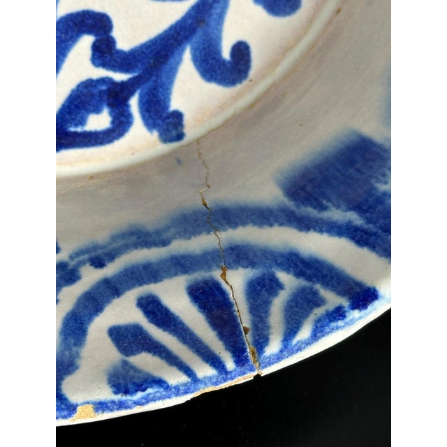 Antique Spanish Blue and White Fajalauza Lebrillo Bowl, 1800s For Sale - Image 5 of 8