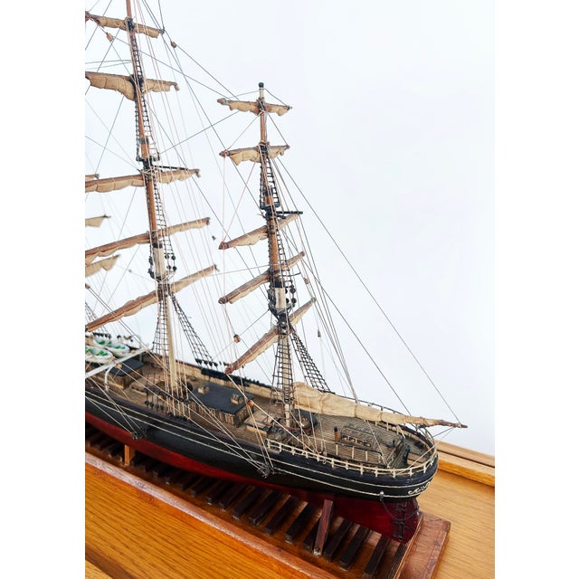 English 1870 Cutty Sark Clipper Hand-Crafted Model Encased in Wood, Glass 1970s For Sale - Image 9 of 18