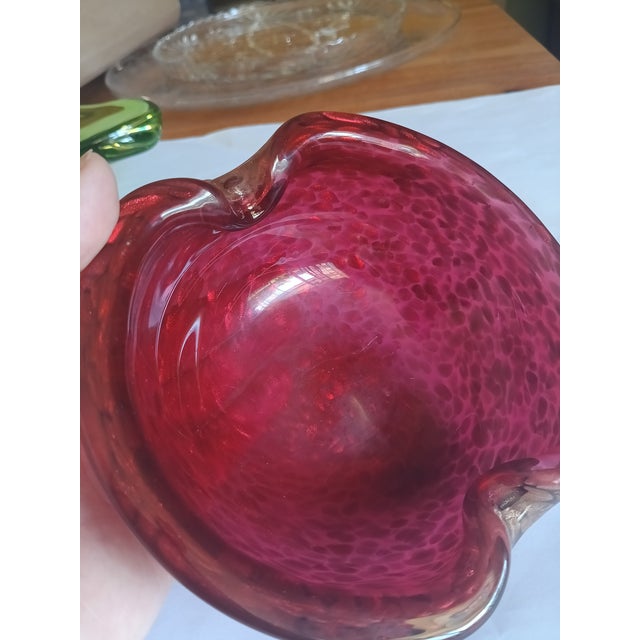 Murano Attributed Aventurine Glass Bowl/Catchall/Ashtray – Cranberry Red With Gold Sparkle For Sale - Image 11 of 12