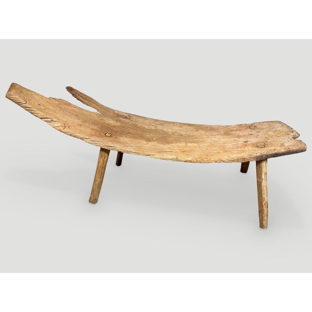 Rare Antique Teak Wood Bench or Chaise For Sale - Image 4 of 6