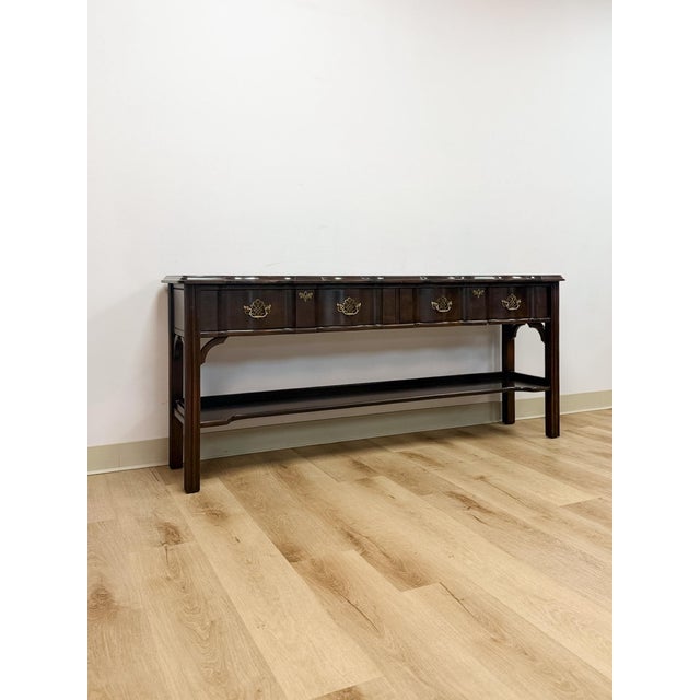 Harden Furniture Vintage Console Table Harden Traditional Brass Pulls Hall Entry Table Sofa Table For Sale - Image 4 of 14