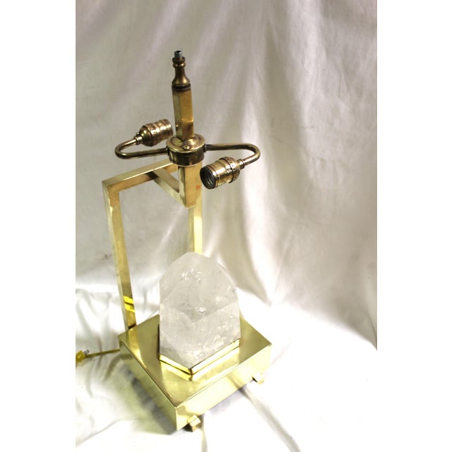 Mid-Century/Modern Rock Crystal Lamp Hi-polished Brass . LED base For Sale - Image 12 of 18