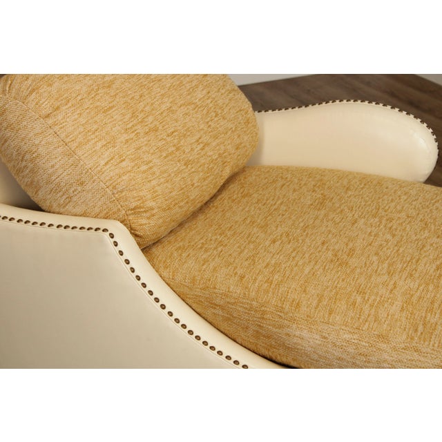 R Jones Dallas Custom Leather & Upholstered Chaise Lounge For Sale - Image 9 of 13