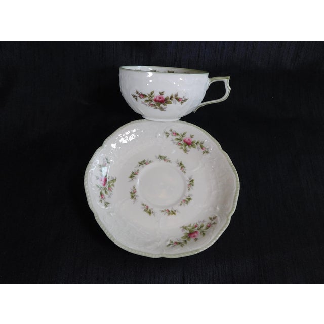 1980s Lot of Twelve Rosenthal Sanssouci Rose Ivory Flat Teacups and Saucers - 24pcs For Sale In San Francisco - Image 6 of 9