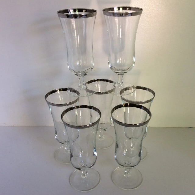 Vintage French Crystal Platinum Rim Cocktail Glasses - Set of 7 For Sale - Image 13 of 13