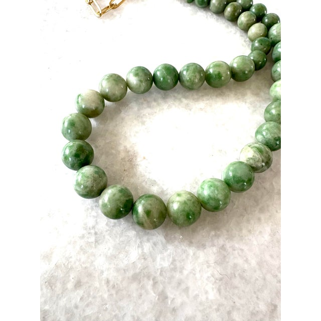 Asian Fine Antique Green Jade Necklace For Sale - Image 3 of 4