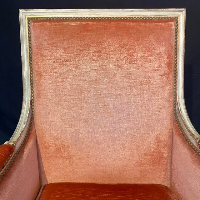 Antique French Louis XVI Painted Bergere Chairs or Armchairs -a Pair For Sale - Image 9 of 10