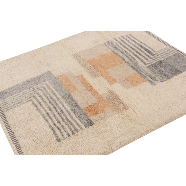 Rug & Kilim Rug & Kilim’s Moroccan Rug in Cream White With Art Deco Style Geometric Patterns For Sale - Image 4 of 7