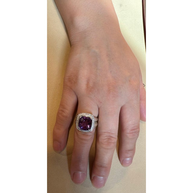 Estate DAVID YURMAN Sterling Silver Amethyst Ring With Diamonds size 7 For Sale In New York - Image 6 of 18