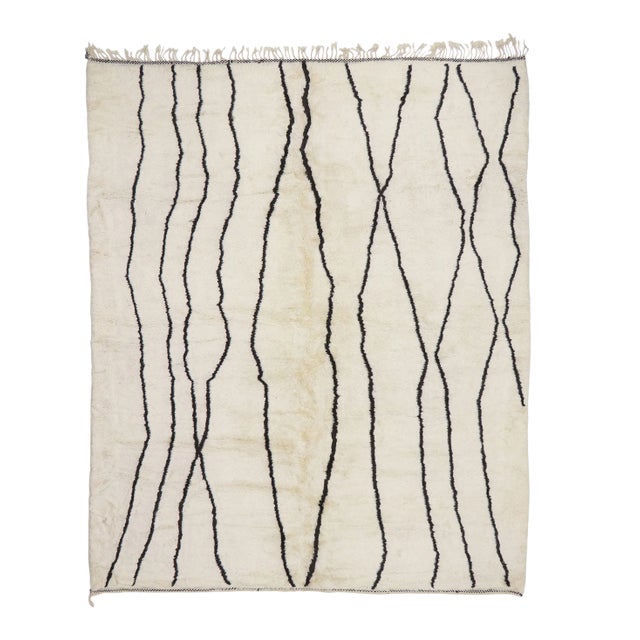 Large Neutral Authentic Moroccan Rug - 11'00 X 13'02 For Sale