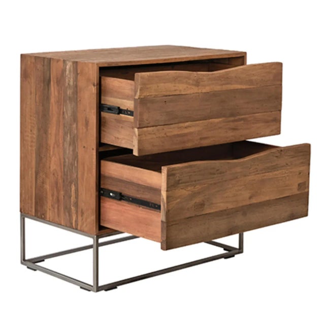 Tan Salvaged Teak Modern Bedside Table / Nightstand For Sale - Image 8 of 10