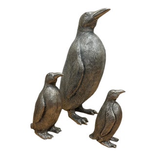 Vintage Gucci Silver Penguin Salt and Pepper Shakers and Sculpture For Sale