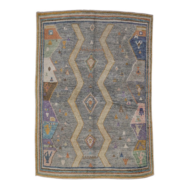 Turkish Oushak Rug Multicolor Handwoven Rug 5'4" X 7'7" For Sale